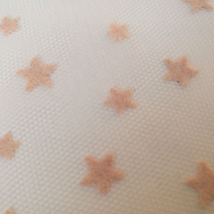 100% Polyester Little Star Tulle Dress Flock Fabric