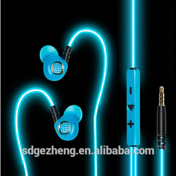 cheap glowing light EL wire earphones multi color orange gold white purple blue el wire in China
