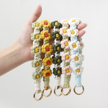 2024 Bohemian Flower Daisy Wristband Keychain - Προσαρμοσμένο χειροποίητο πλεκτό μπρελόκ