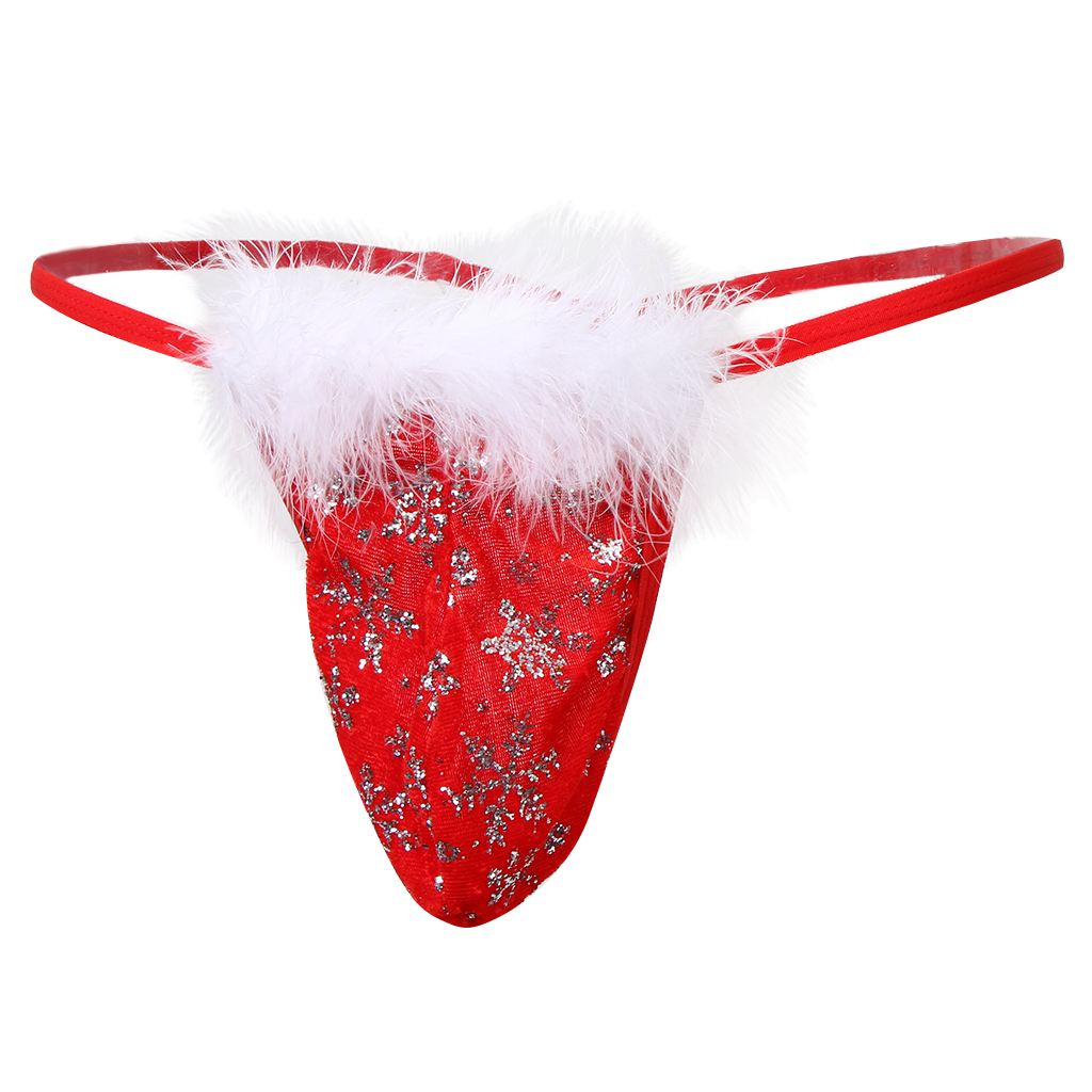Men’s Christmas Gift Snowflake G-String Bikini Thongs Underwear