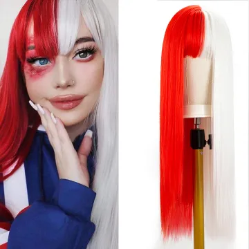 Wholesale Cheap Aliexpress Hot Sell Ombre Synthetic Wig Two Tone Middle Part Color With Bangs Cosplay Halloween Wig For Girls