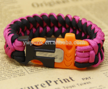 newest sennit paracord survival bracelet with fire starter flint buckle