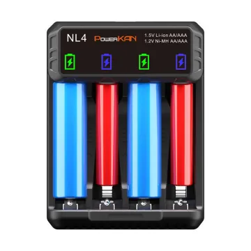 NL4 Universal 1.2V AA/AAA Ni-MH/Ni-Cd Battery Charger with USB Display and LED Function for Lithium & Li-Ion Batteries - US Standard Socket