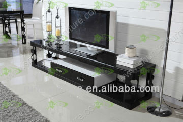Water lines tempering glass engraving flower TV stands
