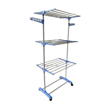 4-Tier Foldable Movable Drying Rack with Wheels - 65H x 21.7W x 47.2L Inches - Laundry Clothes Drying Rack