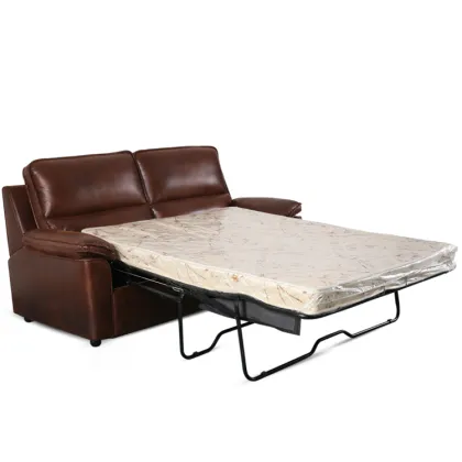 Recliner sofa bed with leather