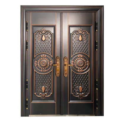 Modern Double Door Leaf Design Anti-Theft Exterior Cast Aluminum Doors 2023