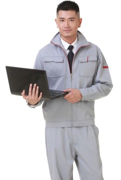 Cotton Light Grey Coveralls, 80polyester and 20%Cotton Working Uniform Kg-003