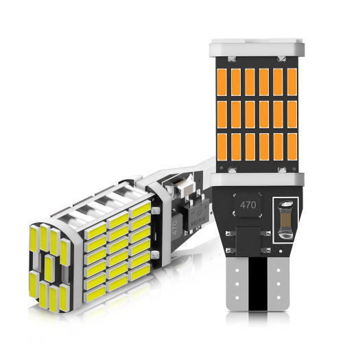 Super Bright 12-24V Car LED T15 W16W 45SMD CANBUS Amber Brake Tail Reverse Light Bulb