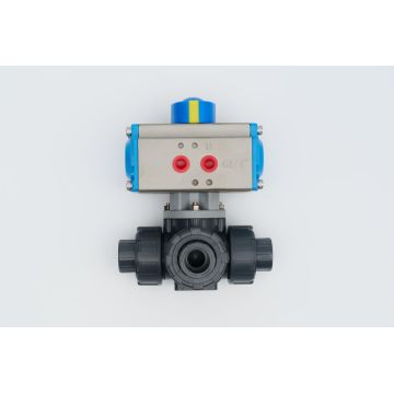 UPVC pneumatic three-way ball valve