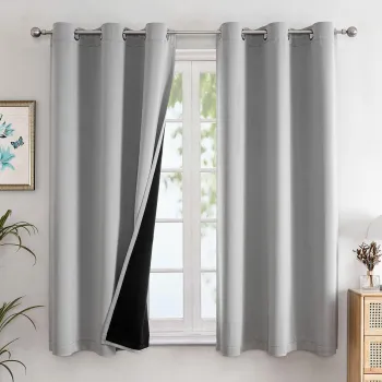 100% Blackout Curtains Double Layer Dark Out Bedroom Set - 2 Panels