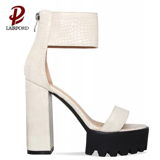 beige color chunky heel platform comfortable sandals