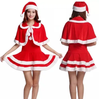 Adult Hooded Velvet Santa Claus Dress Costume for Women