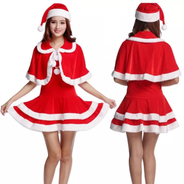 Adult Hooded Velvet Santa Claus Dress Costume for Women