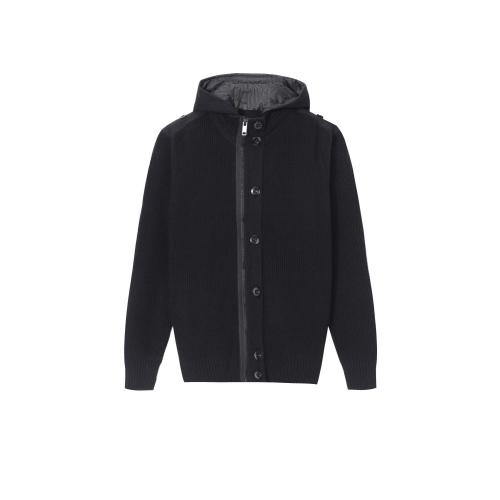 Gebreide epaulet herenhoodie met asymmetrische rits