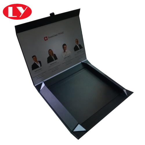 Caja de prenda magnética de plegamiento de negro mate personalizado