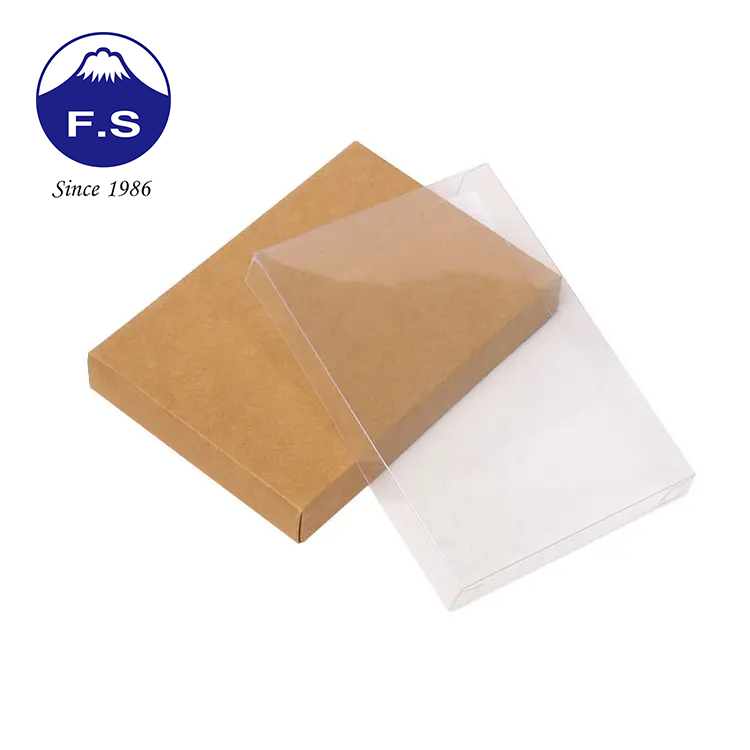 Transparent Pvc Cover Custom Logo Paper Packaging Clear Lid Kraft Paper Box