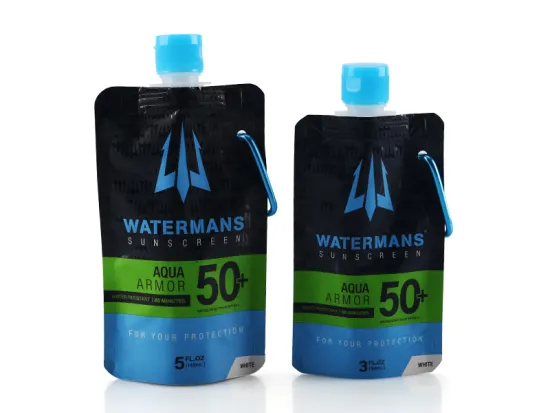 Sunscreen spout pouch stand up pouch