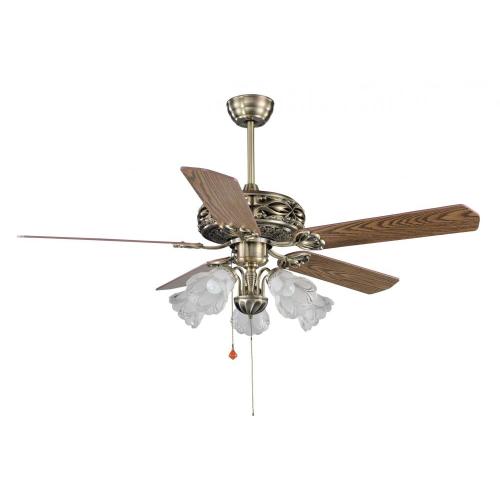 Ventilateur de plafond classique à 5 pales en bois avec lumière