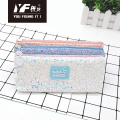 Custom zipper glitter trapezoid polyester pencil case