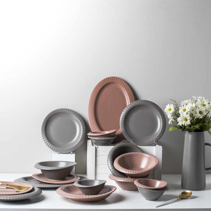 Nordic Irregular Shape Dinnerware Ceramic Dinner Set Porcelain kitchen & tabletop Stoneware in Morandi Color