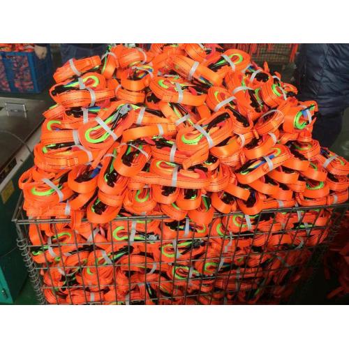 Packaged Rubber Handle Ratchet Tie Down Green Lashing Strap with 680KGS