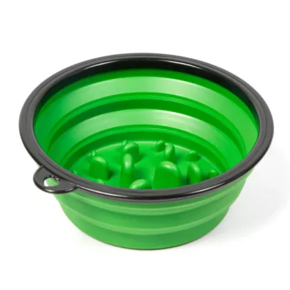 Portable Silicone Dog Bowl: Anti-Choking, Foldable Design for Healthy, Slow Food Feeding on Outdoors