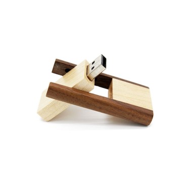 Draaibare houten boorkop USB-flashdrive