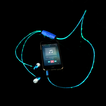 LED Flashing Light Glowing headphones Sport Stereo In-ear earphone Earbud Earphone with Microphone for Android IOS Mobile phone