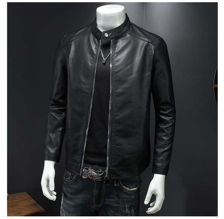 Mens Biker Artificial Fur Leather Jacket