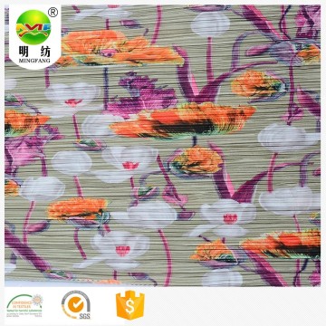Wholesale 100% polyester print pleated tulle knitted fabric