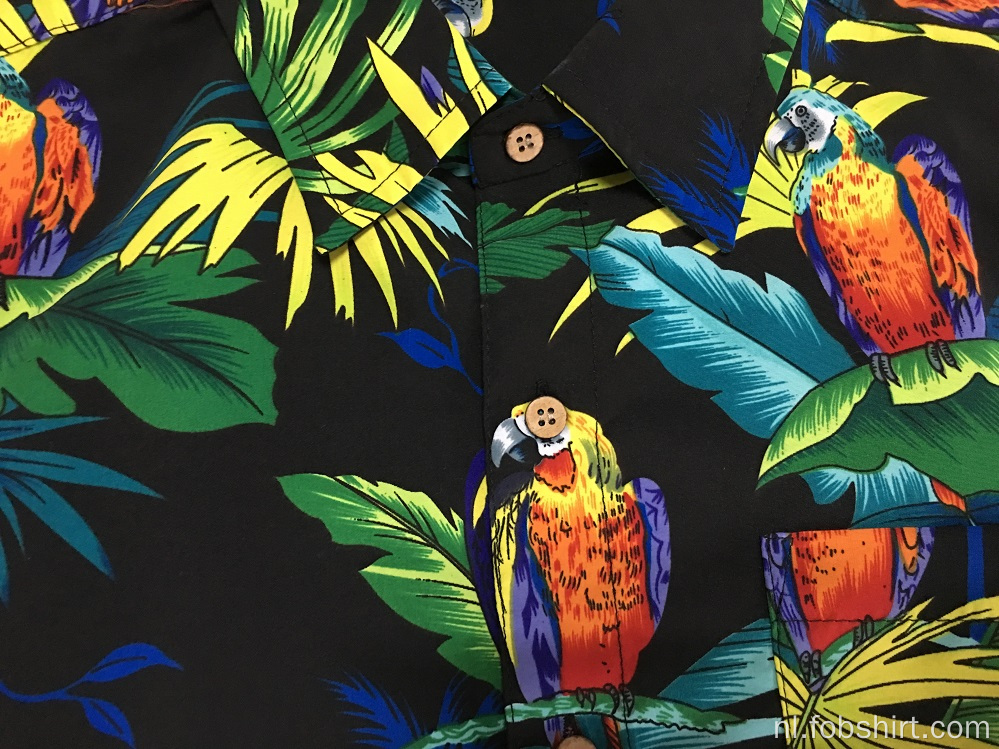100% polyester bedrukt Hawaii-overhemd