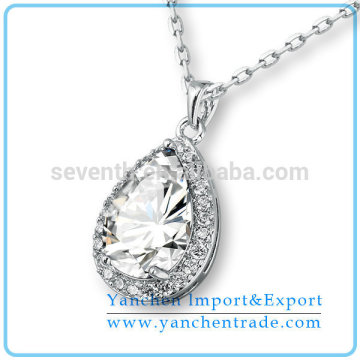 American Popular Chain Fashion Tear Drop Shaped Diamond Crystal Necklace For Wedding