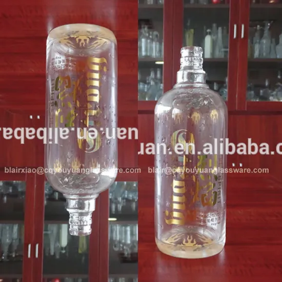 Round Custom Flat Glass Bottle Clear 750 Clear Wine Bottles