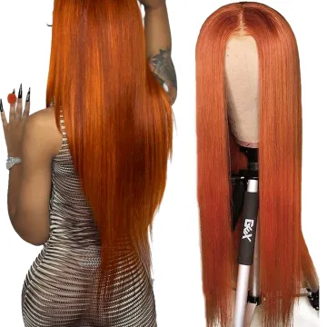 Brazilian Raw Virgin Hair colored Ginger Lace Front Wig Pre plucked Ginger Orange Hd Lace Human Hair Wigs with Baby Hair