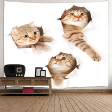 Três Gatos Adorável Tapeçaria Animal Bonito Pendurado Na Parede 3D Impressão Tapeçaria para Sala de estar Quarto Dormitório Em Casa Decoração