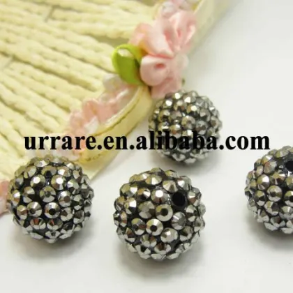 Hematite Acrylic Rhinestone Beads