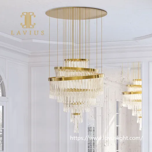 Modern style gold brass crystal chandelier & pendant light Crystal chandelier for living room villa bedroom