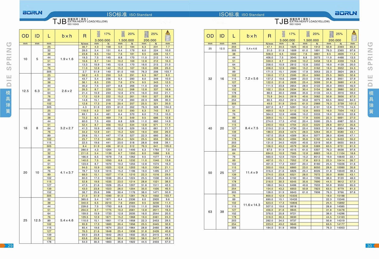 ISO 10243 Standard Extra Heavy load Die springs