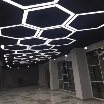 Hexagonal Acrylic LED Hanging Lamp for Gym, Office, and Showroom