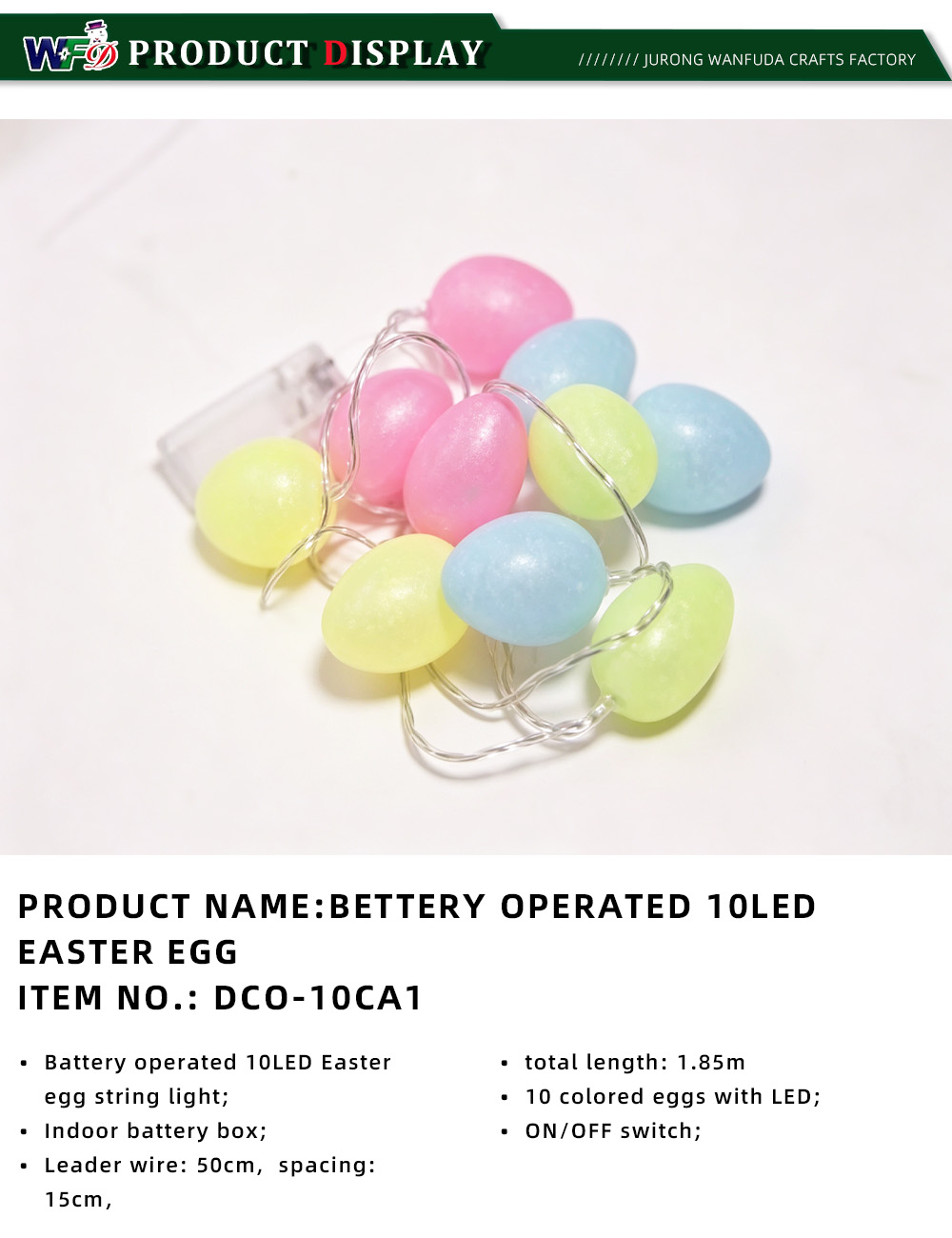 1-BETTERY OPERATED 10LED EASTER EGG ITEM NO DCO-10CA1-x