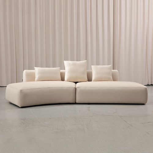Sofa Fabrik Lengkung Minimalis Krim untuk Ruang Tamu Kecil