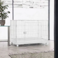 折りたたみ式鉄犬ケージ塗装ワイヤーメッシュ犬小屋、プラスチックトレイロックホイール付き屋内屋外旅行用