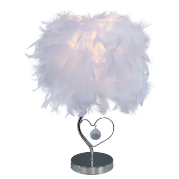 European American Style Metal Holder Lamp with Goose Feather for Desk and Bedroom Decoration