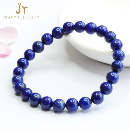 Minimalist Lapis Lazuli Healing Crystal Bracelets with Round Beads