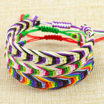 Ethnic Multicolor Polyester Boho Braided Friendship Bracelet - Adjustable 15cm-27cm