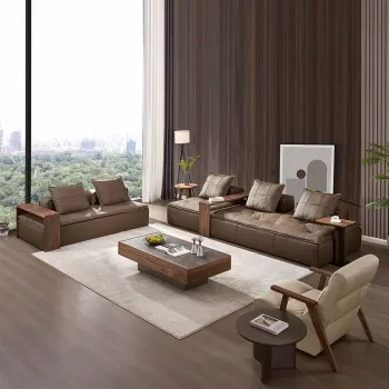 Italian Luxury High-End Brand Furniture Living Room Sectional Sofas Set Leather Couches