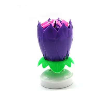wholesale flower happy Birthday Lotus music rotating Candle