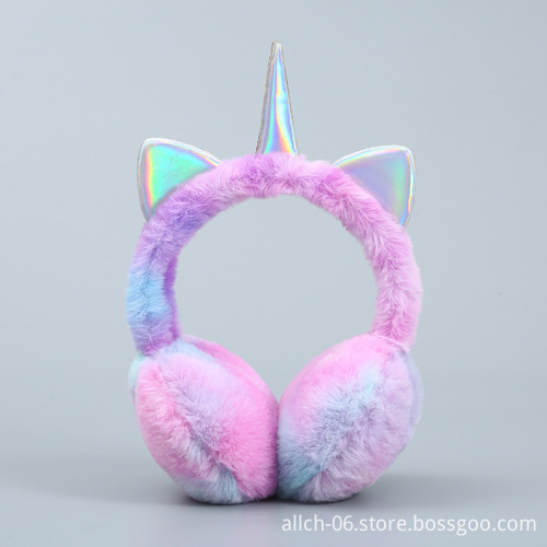 Winter Unicorn Sequin Earmuffs: Cute and Warm Plush Ear Muffs - ALLCH