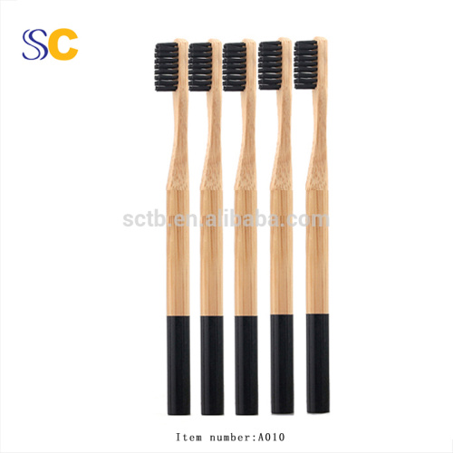 Natural Bamboo Toothbrush Round Colourful  Handle